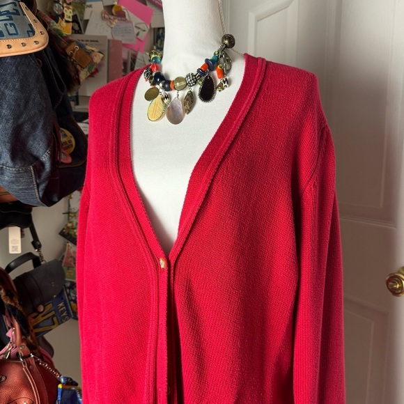 VTG Lands End Red Cardigan Large - Picture 2 of 5
